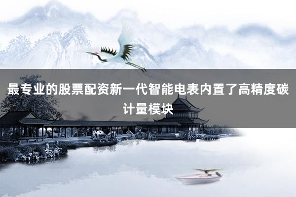 最专业的股票配资新一代智能电表内置了高精度碳计量模块